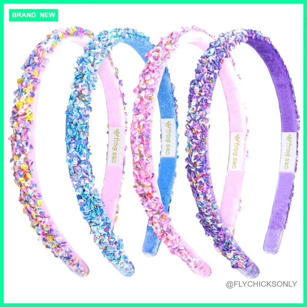 4 Thin Sequin Headbands for Girls Non Slip Sparkly Hair Accessories